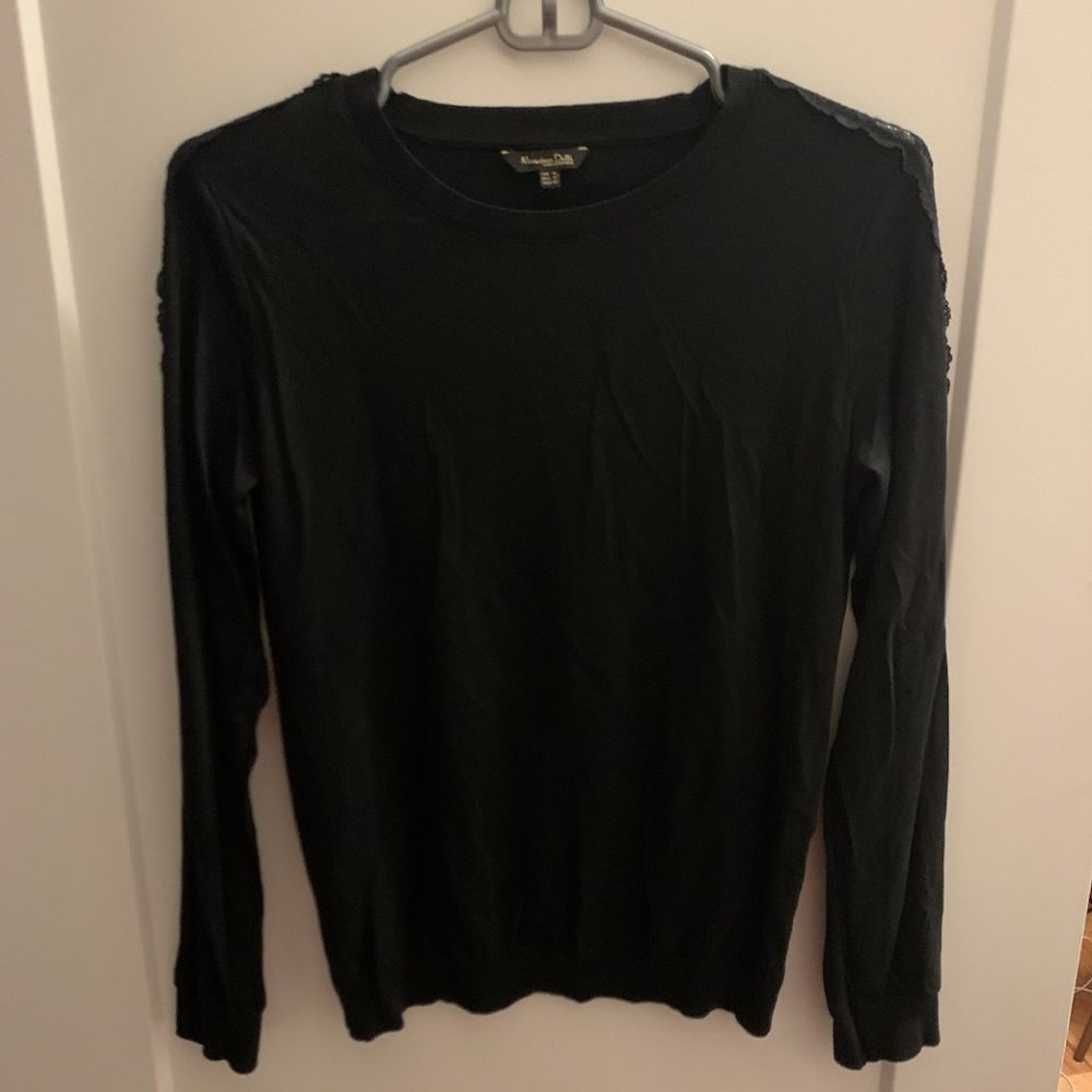 Massimo Dutti Black Shirt with Lace Sleeve Detail